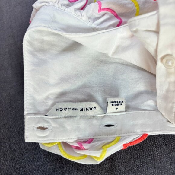 Janie and Jack Girls Dress White Embroidered Ruffle Scalloped Trim Size 4 - Picture 4 of 7